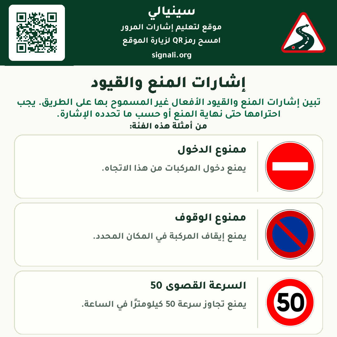 شرح إشارات المنع والقيود